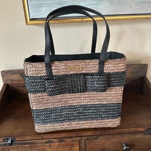 Kate Spade Black and Brown Woven Tote Bag